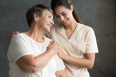 hugging the elderly